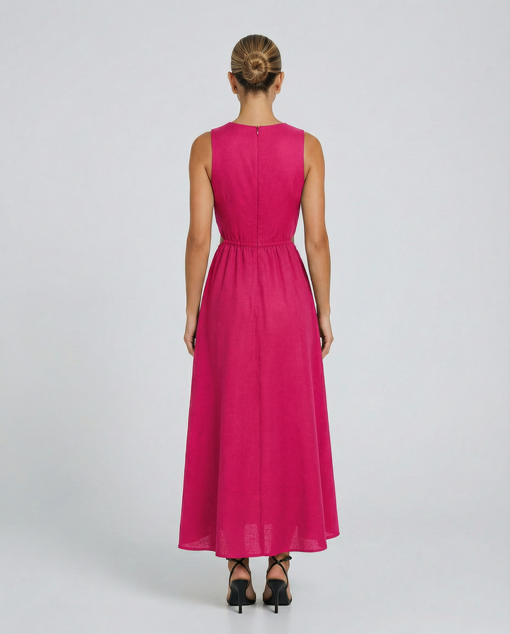Donna | Sleeveless Midi Dress with Side Cut-Out