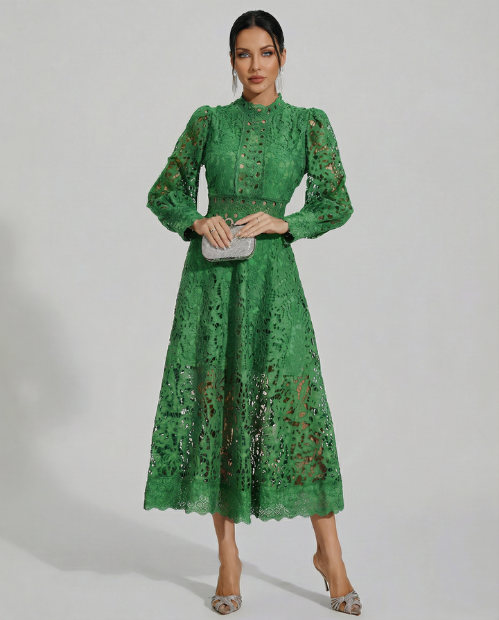 Ada | Midi Dress with Long Sleeves and Lace Detail