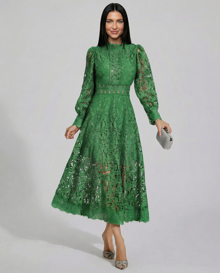 Ada | Midi Dress with Long Sleeves and Lace Detail