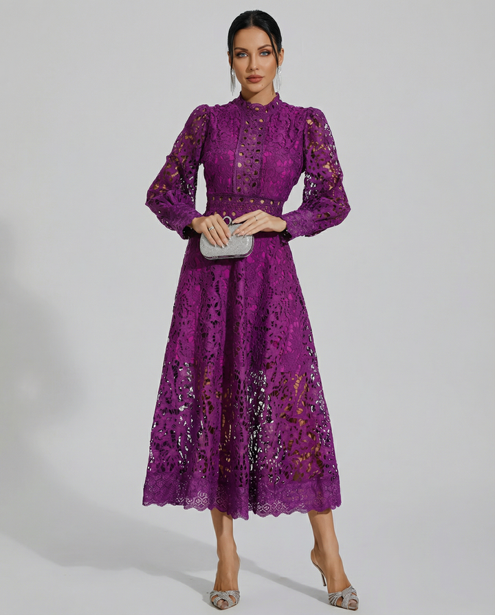 Ada | Midi Dress with Long Sleeves and Lace Detail