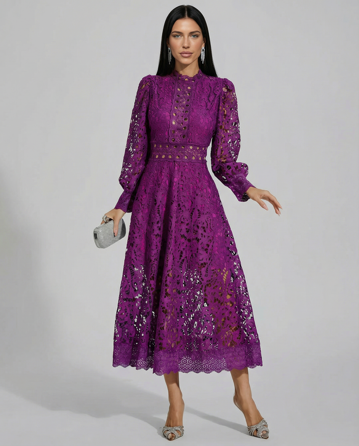 Ada | Midi Dress with Long Sleeves and Lace Detail