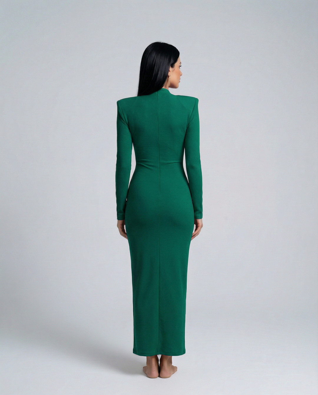 Rose | Long Sleeve Midi Dress with Front Knot Detail