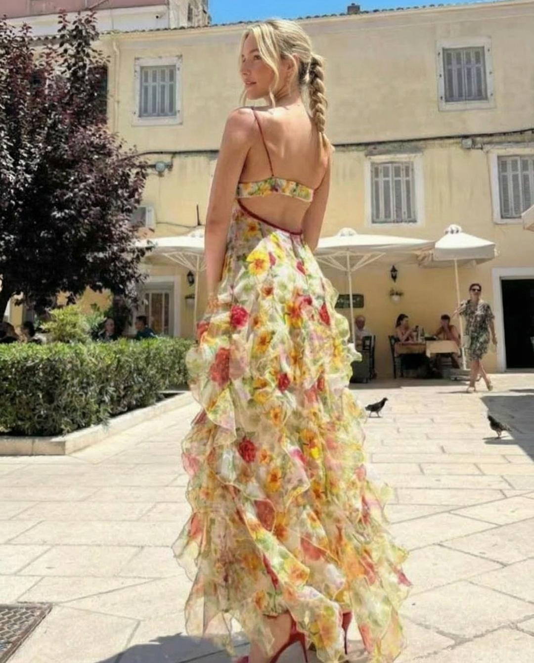 Bella | Ruffled Floral Print Maxi Dress