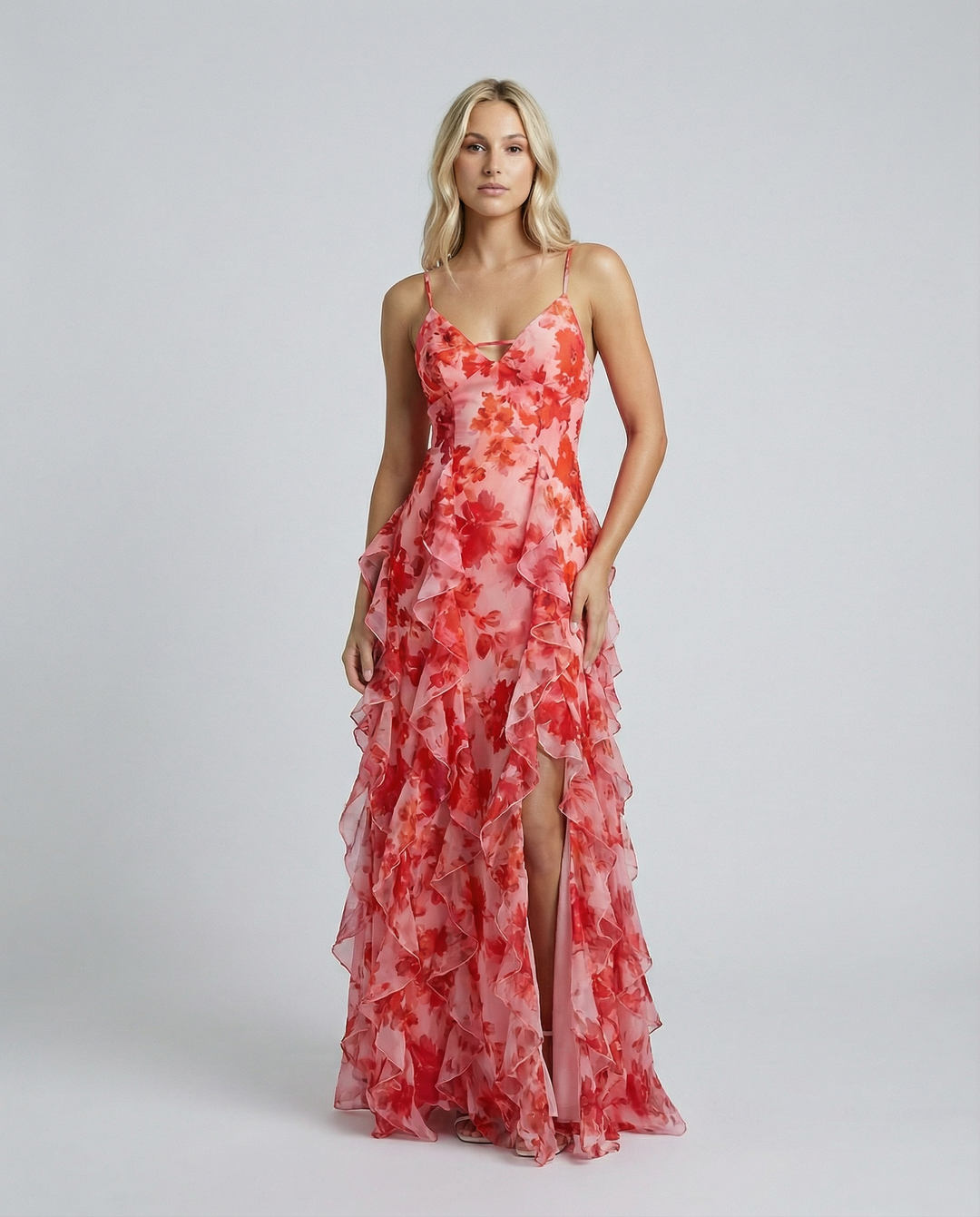 Bella | Ruffled Floral Print Maxi Dress