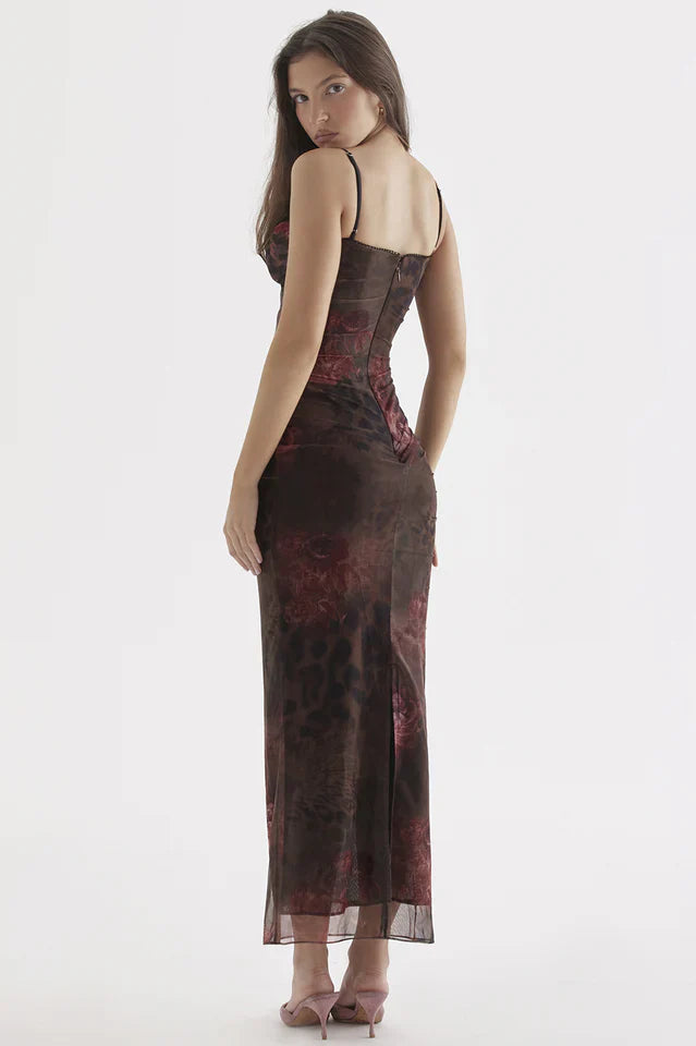 Alisha | Printed Midi Dress with Slim Straps
