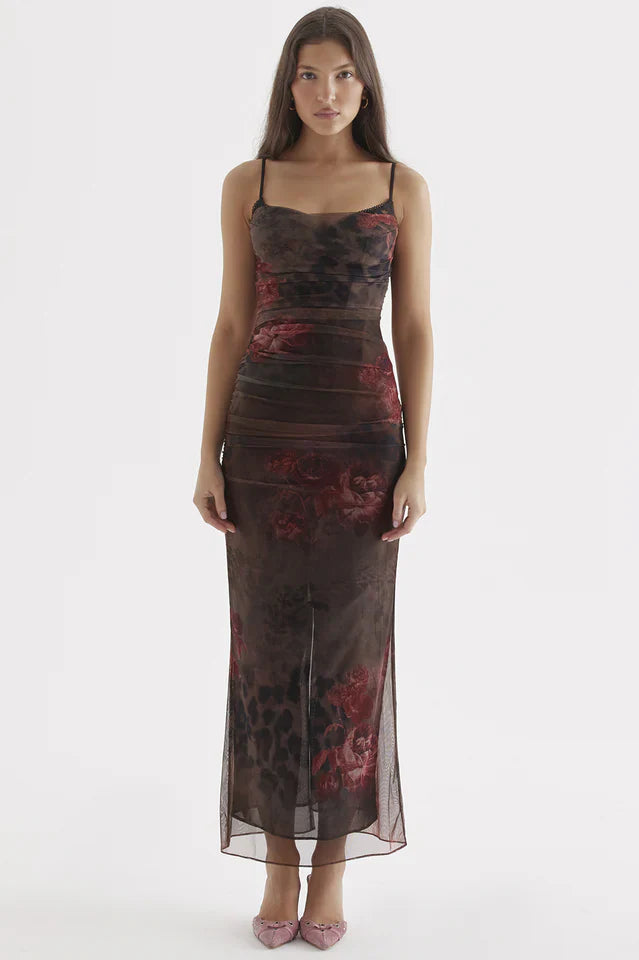 Alisha | Printed Midi Dress with Slim Straps