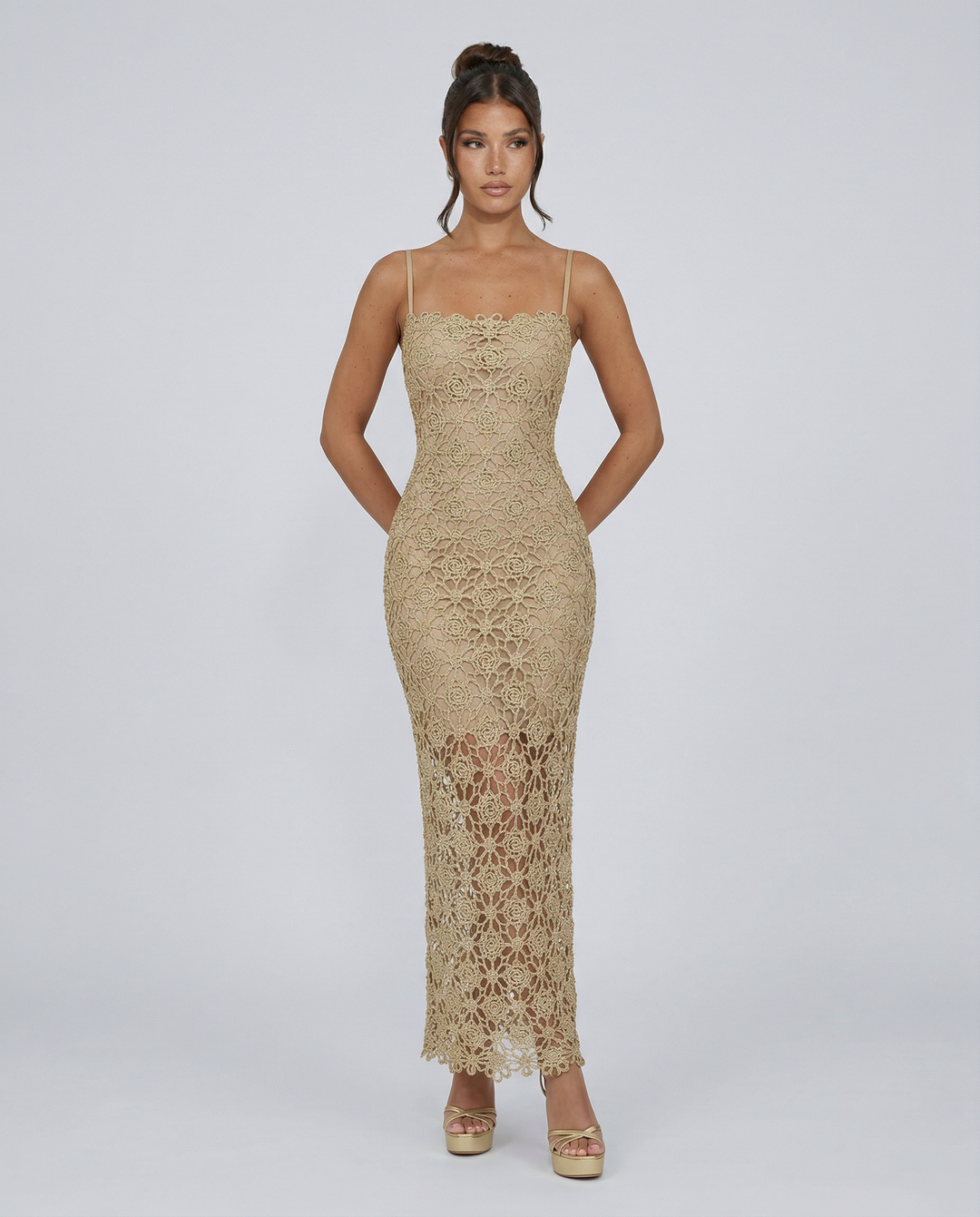 Hailey | Sleeveless Lace Slip Midi Dress