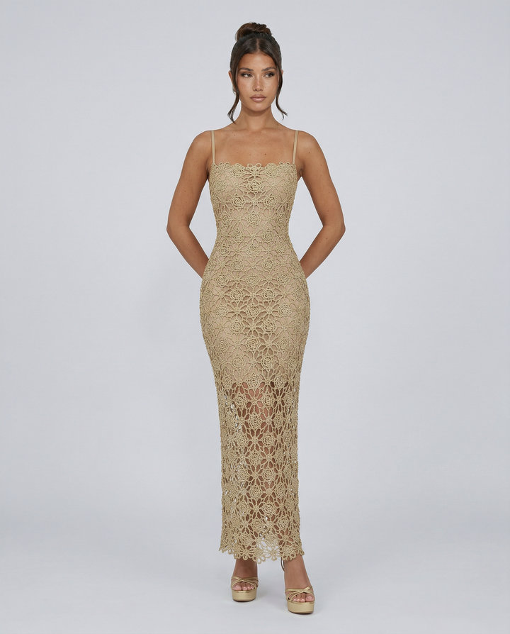 Hailey | Sleeveless Lace Slip Midi Dress