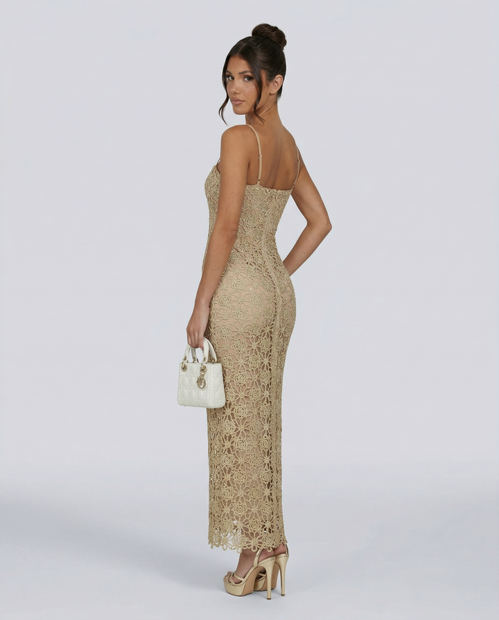 Hailey | Sleeveless Lace Slip Midi Dress
