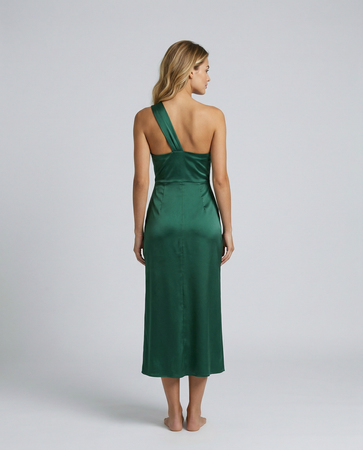 Velma | One Shoulder Satin Midi Dress