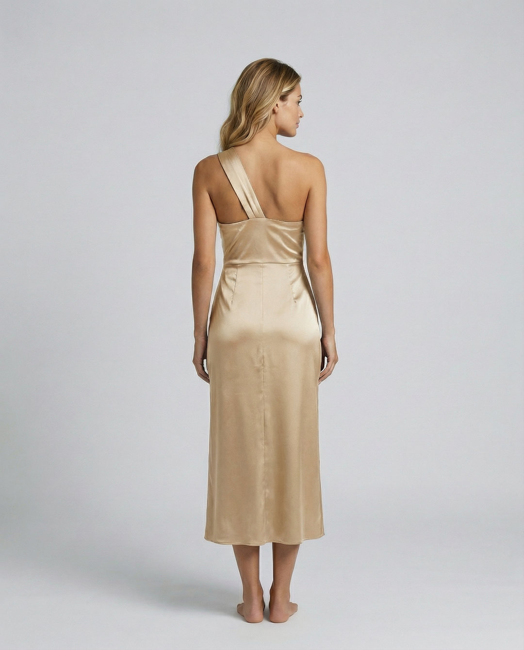 Velma | One Shoulder Satin Midi Dress