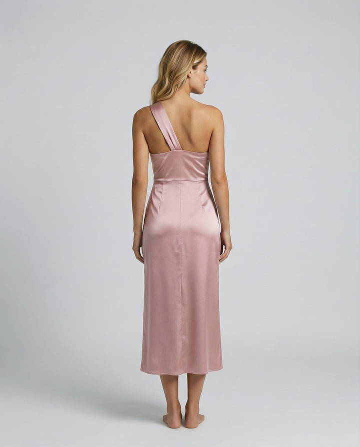 Velma | One Shoulder Satin Midi Dress
