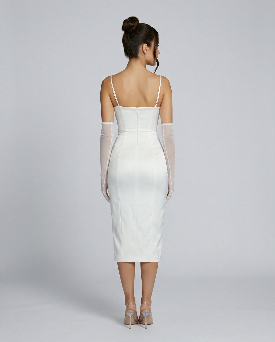 Regina | Satin Corset Midi Dress with Side Slit