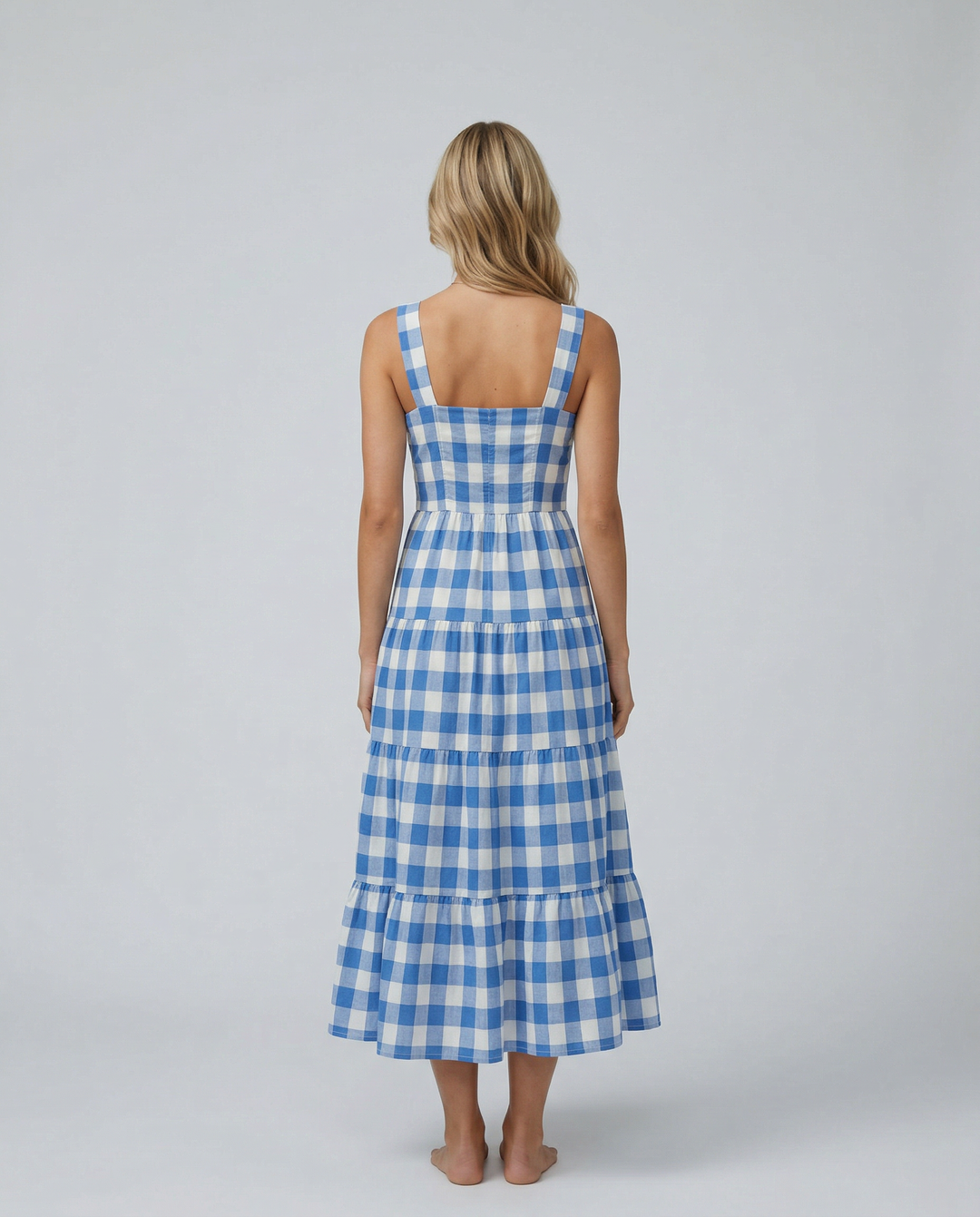 Sierra | Gingham Tiered Midi Dress