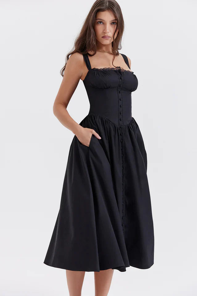 Mayra | Midi Sundress with Button Front and Gathered Skirt