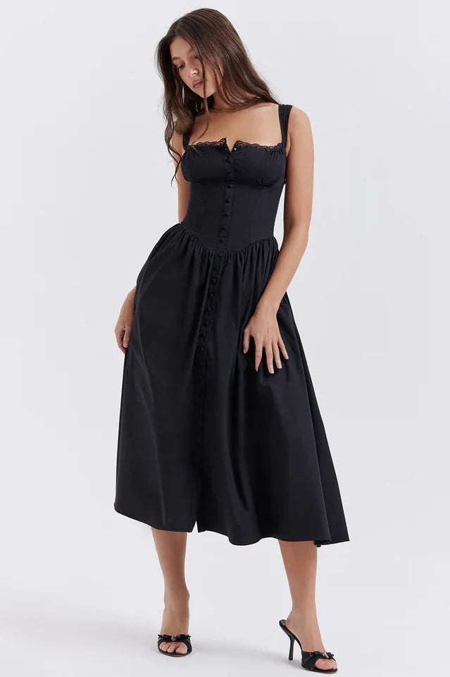 Mayra | Midi Sundress with Button Front and Gathered Skirt
