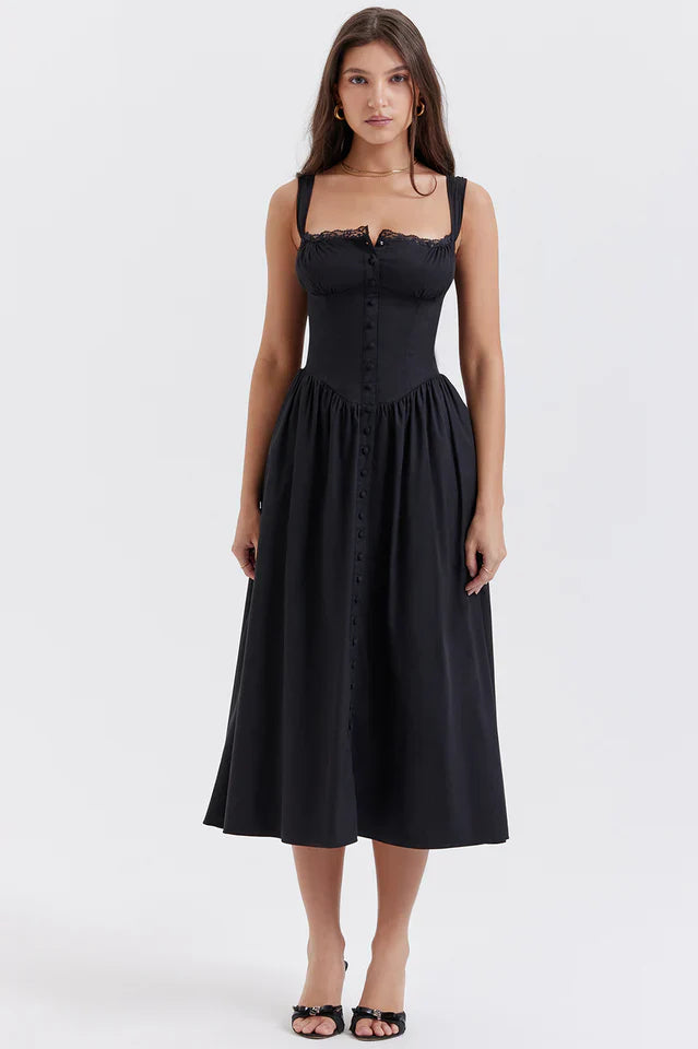 Mayra | Midi Sundress with Button Front and Gathered Skirt