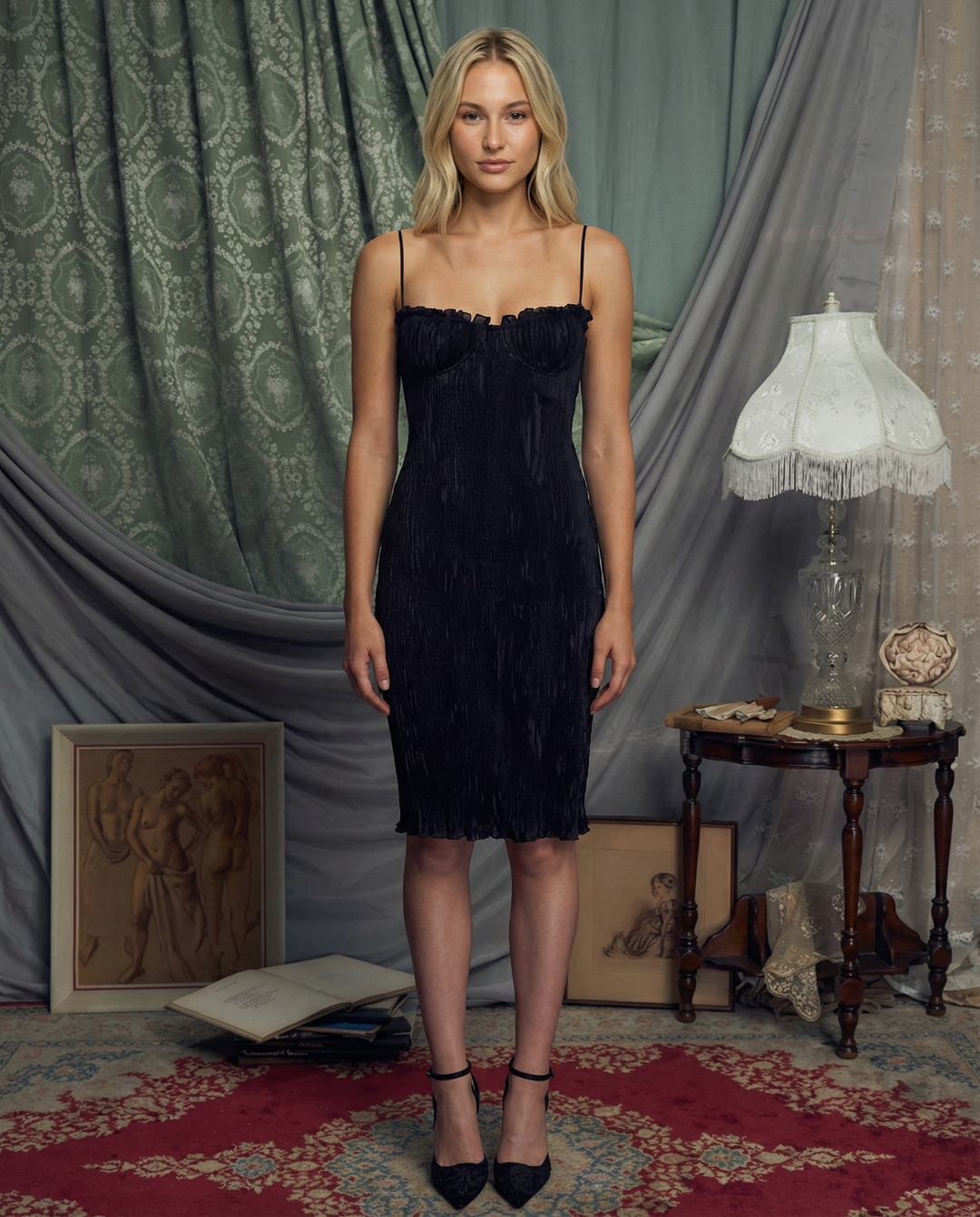 Virginia | Pleated Corset Midi Dress