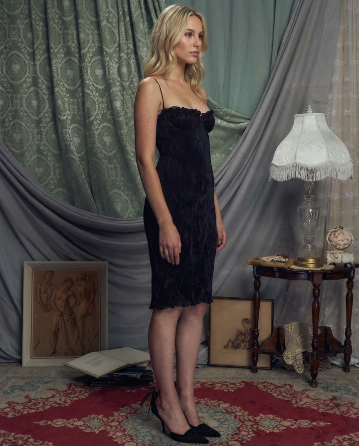 Virginia | Pleated Corset Midi Dress