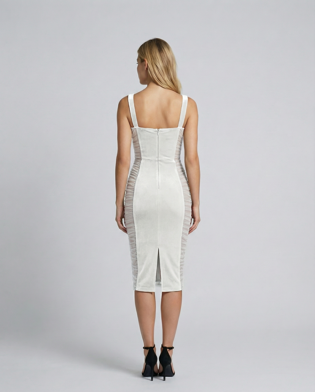 Kara | Midi Dress with Sheer Panel Detailing