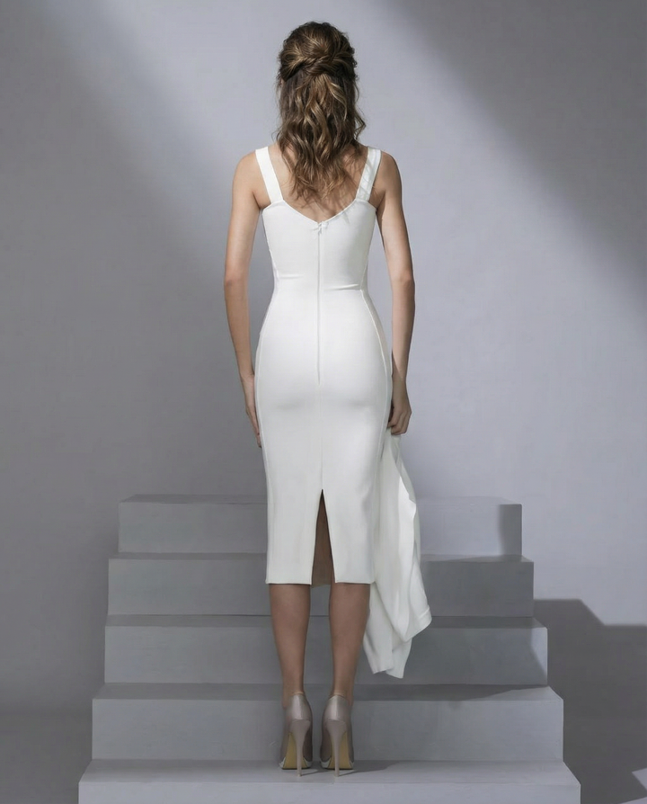 Kara | Midi Dress with Sheer Panel Detailing