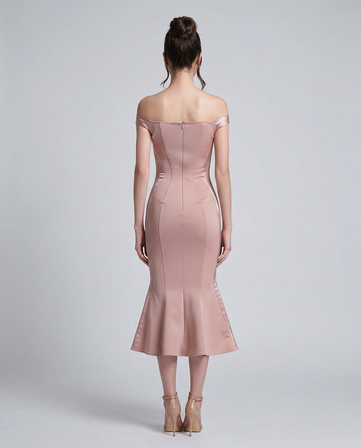 Vianey | Off-Shoulder Midi Dress with Mermaid Hem