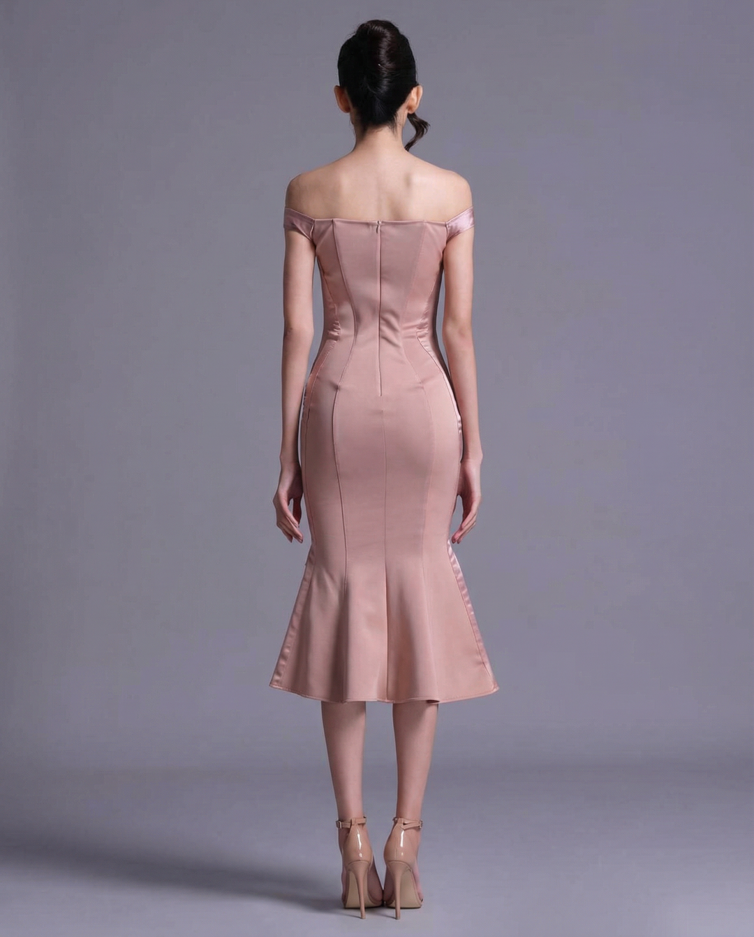 Vianey | Off-Shoulder Midi Dress with Mermaid Hem