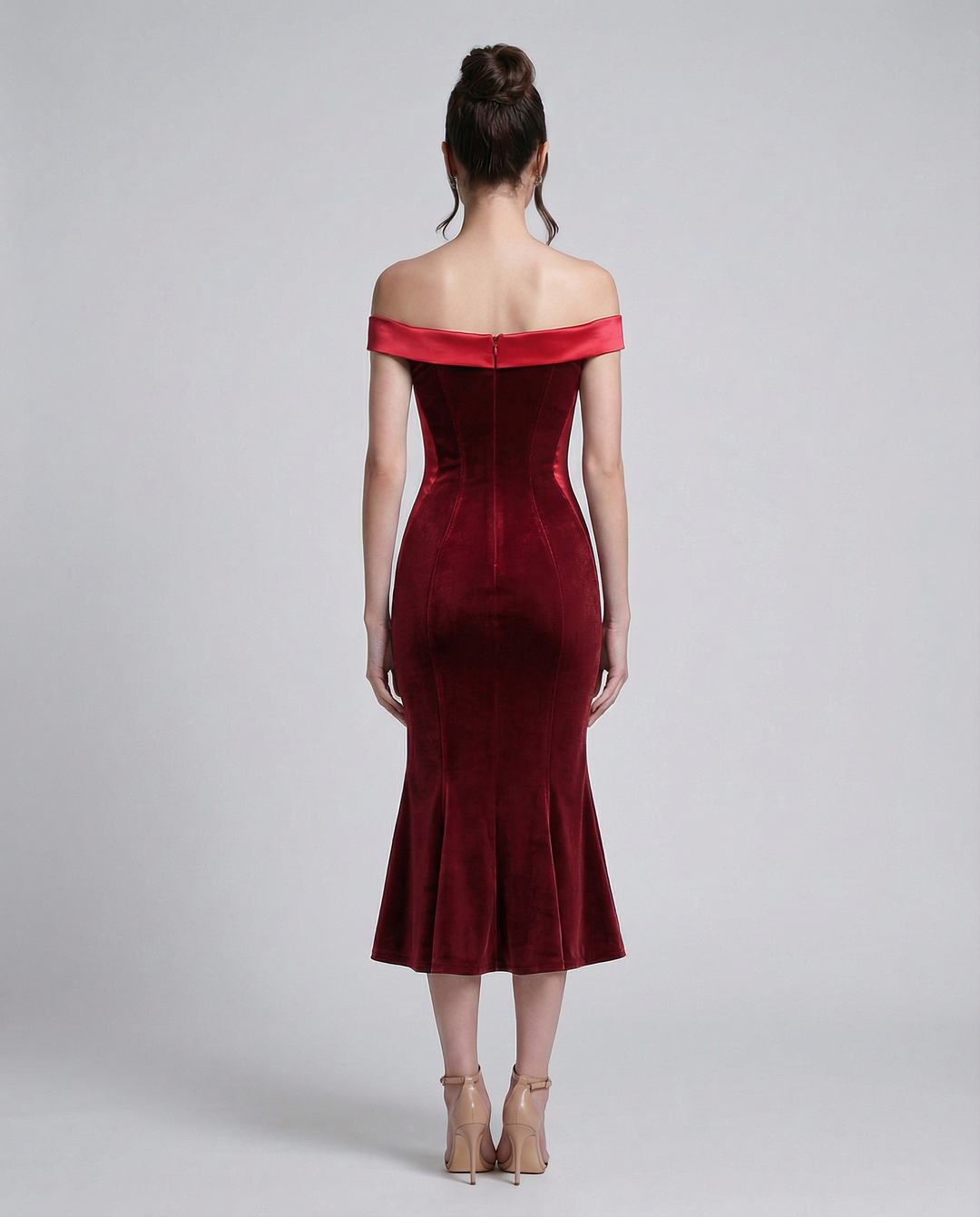 Vianey | Off-Shoulder Midi Dress with Mermaid Hem