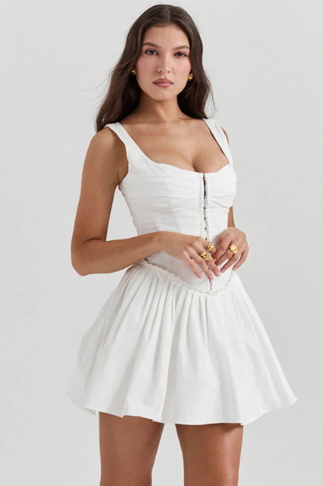 Deb | Pleated Mini Dress with Structured Bodice