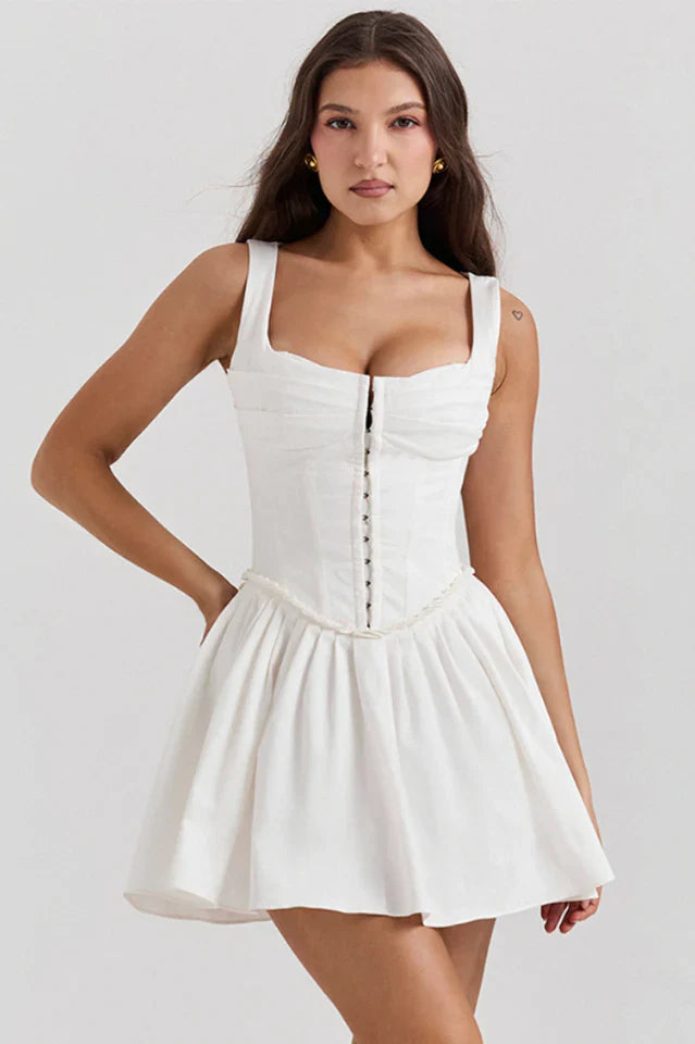 Deb | Pleated Mini Dress with Structured Bodice
