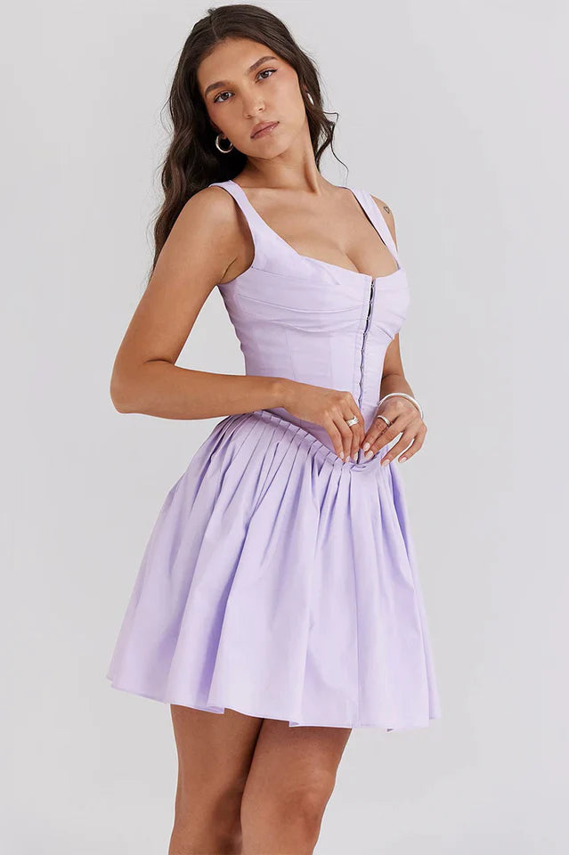 Deb | Pleated Mini Dress with Structured Bodice