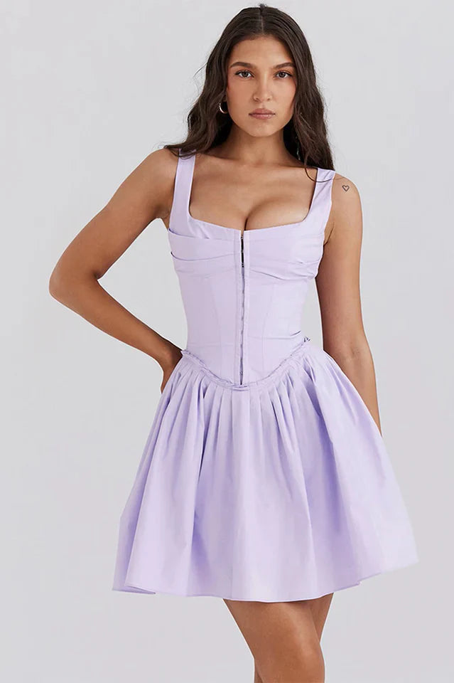Deb | Pleated Mini Dress with Structured Bodice