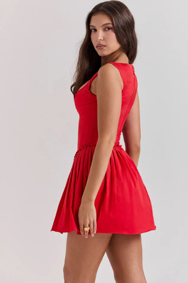 Deb | Pleated Mini Dress with Structured Bodice