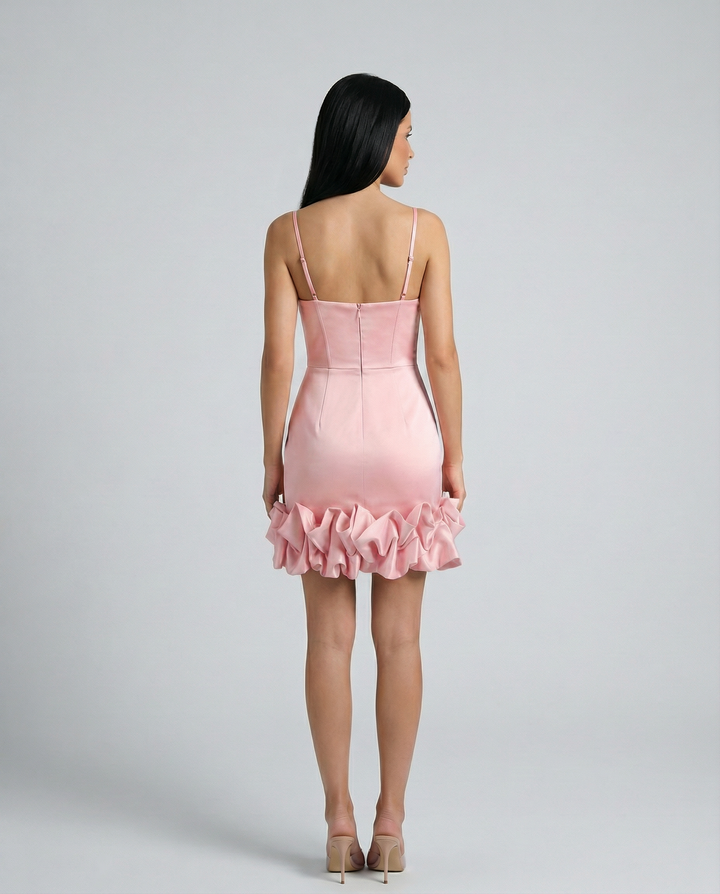 Jenny | Bustier Mini Dress with Draped Ruffle Hem