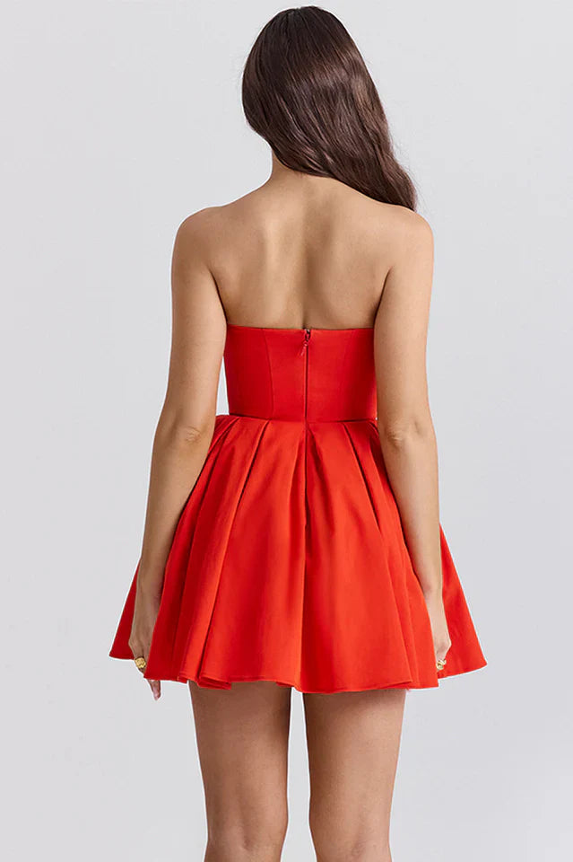 Amy | Strapless Mini Dress with Pleated Skirt