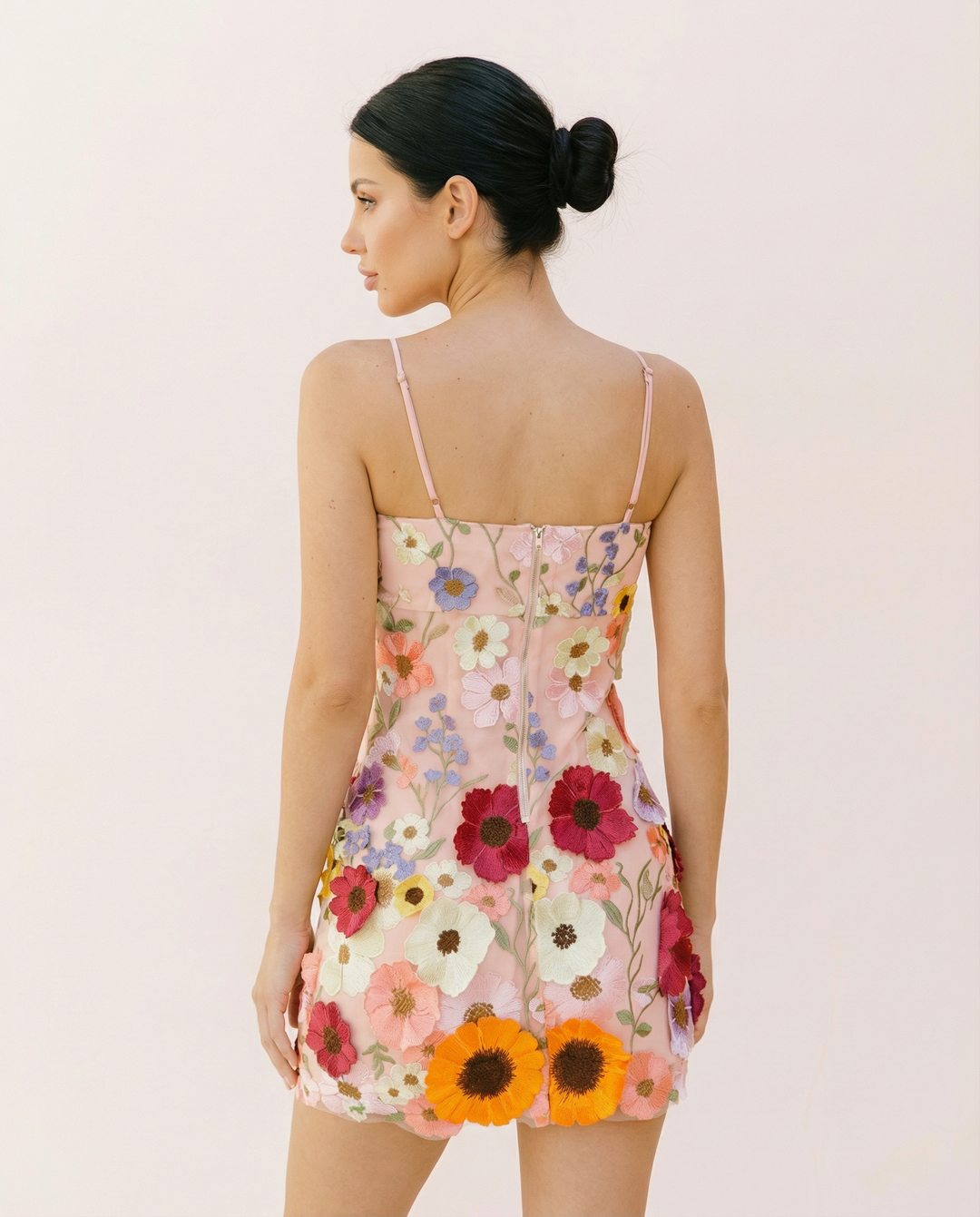 Estelle | Mini Dress with Floral Embroidery and Square Neck
