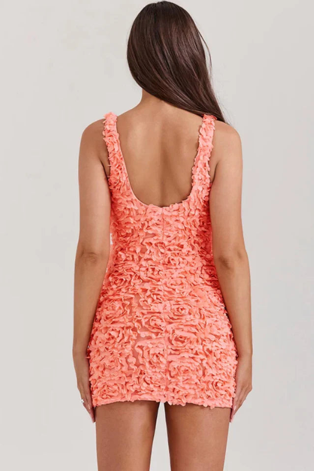 Claire | Mini Dress with Floral Applique and Plunge Neck