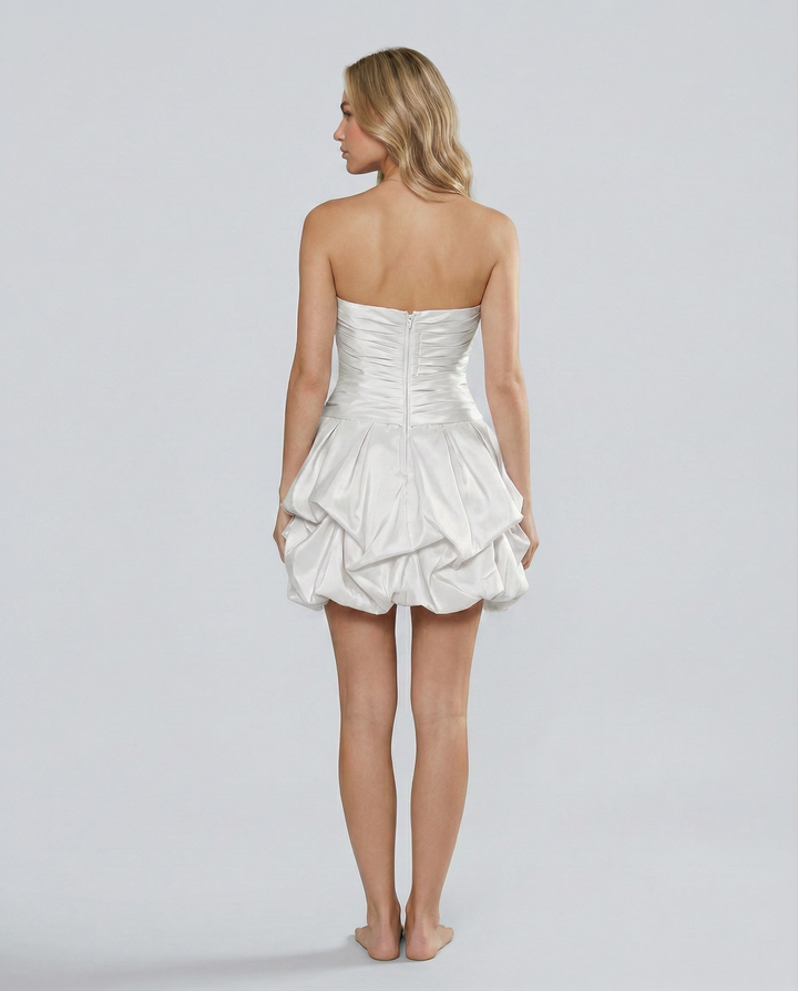 Ida | Strapless Mini Dress with Draped Bodice