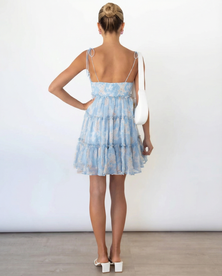 Lauri | Mini Dress with Floral Print and Ruffled Skirt
