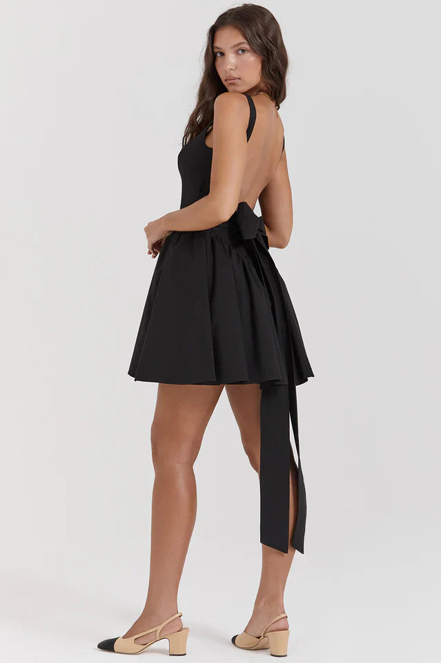 Brandy | Mini Dress with Open Back and Bow Detail