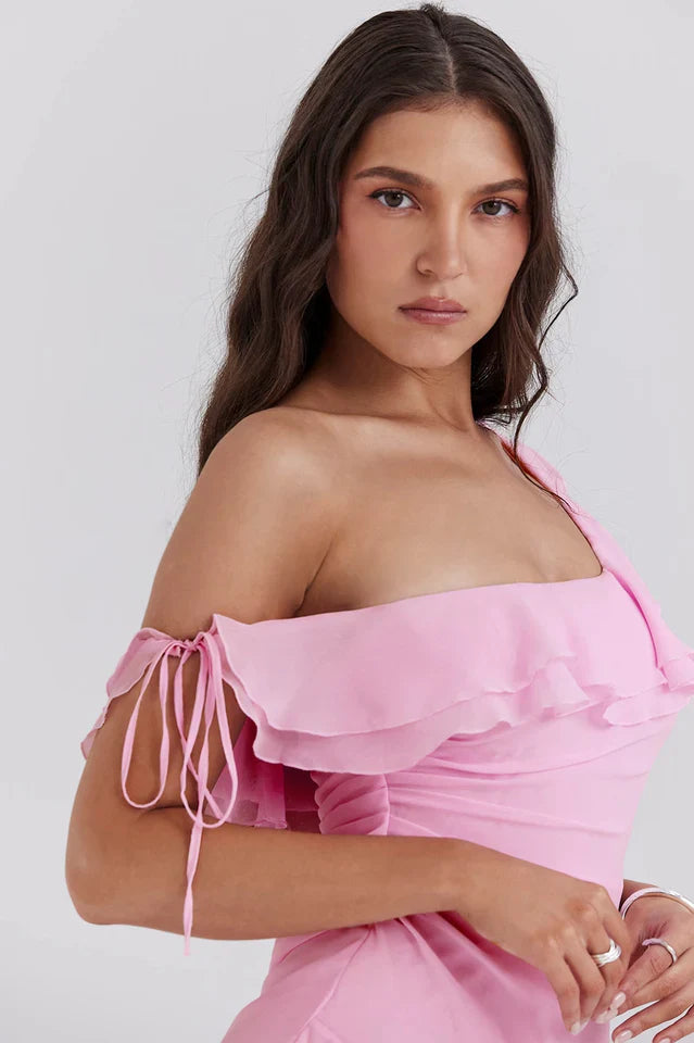 Pam | Off Shoulder Mini Dress with Ruffle Detail