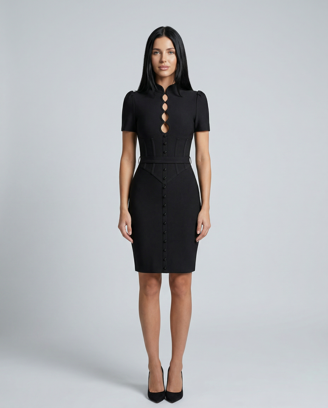 Heidi | Mini Bandage Dress with High Neck