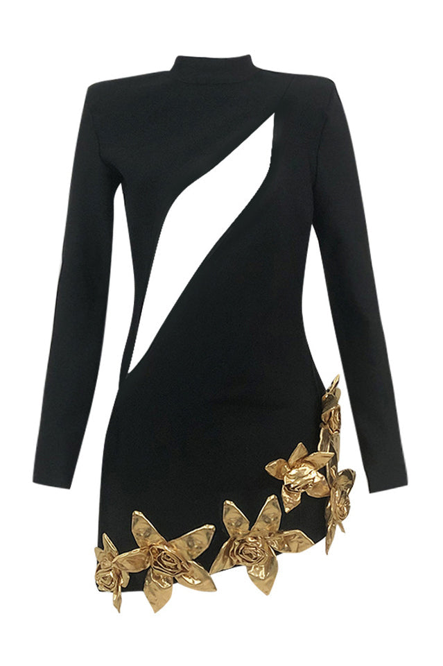 Carmela | Cut-Out Mini Dress with 3D Floral Detail