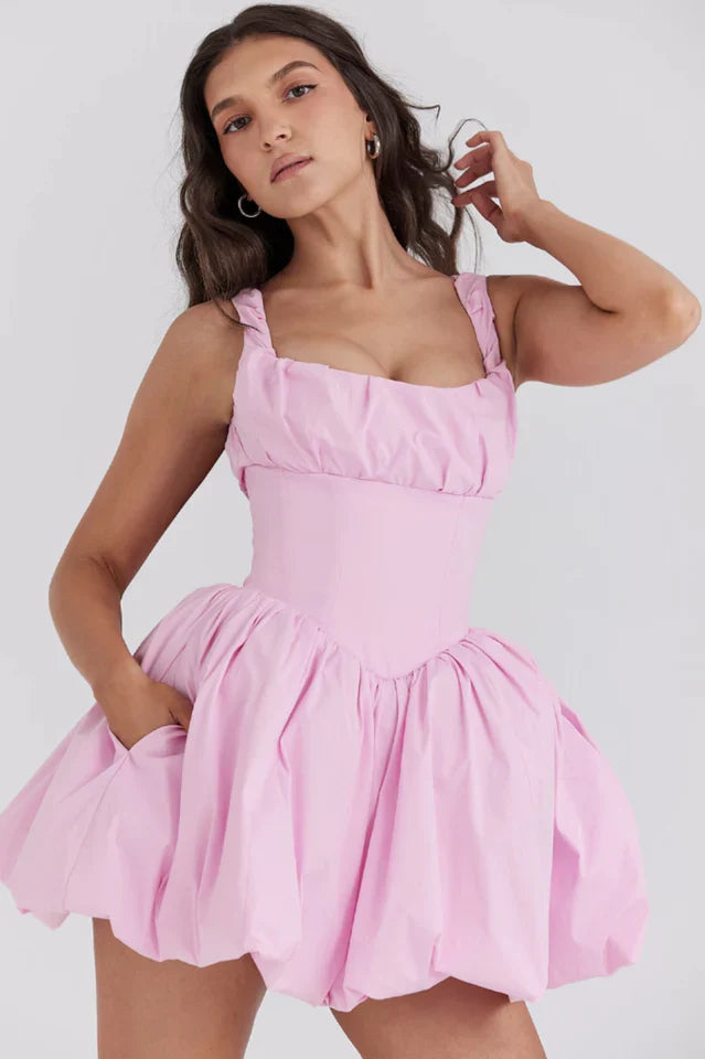Cora | Puff Mini Dress with Gathered Skirt