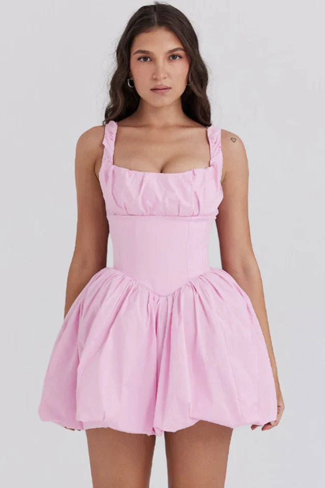 Cora | Puff Mini Dress with Gathered Skirt
