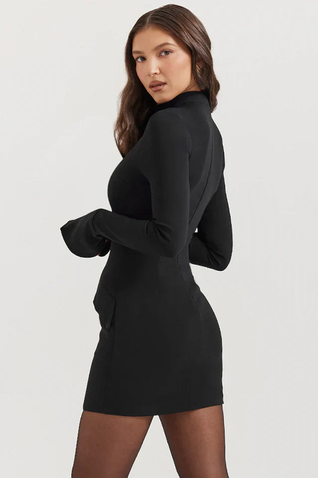 Traci | Long Sleeve Mini Dress with High Neck