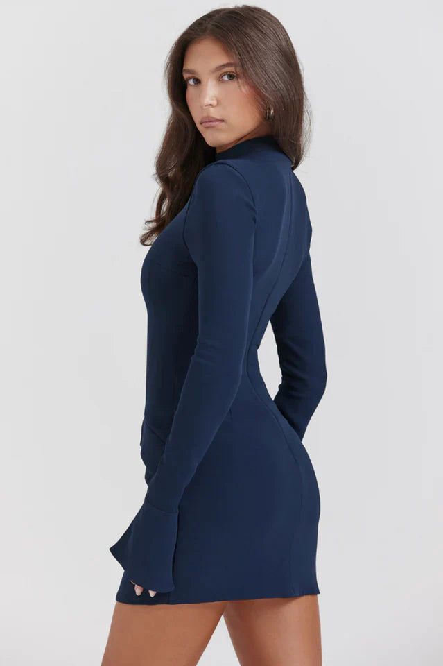 Traci | Long Sleeve Mini Dress with High Neck