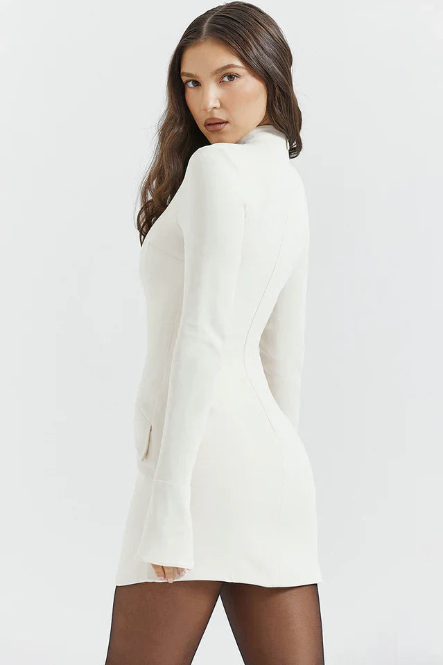 Traci | Long Sleeve Mini Dress with High Neck