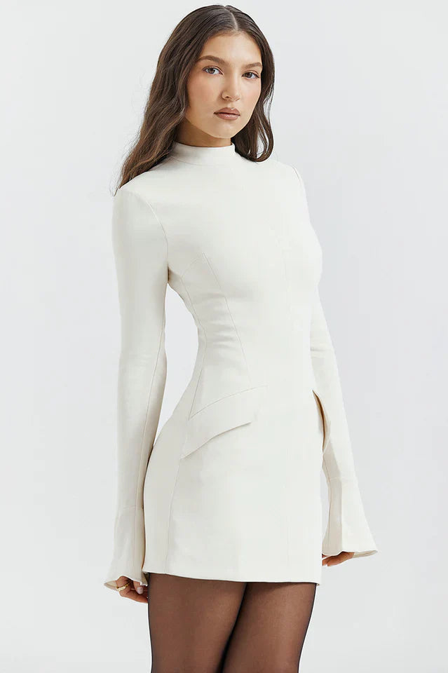 Traci | Long Sleeve Mini Dress with High Neck