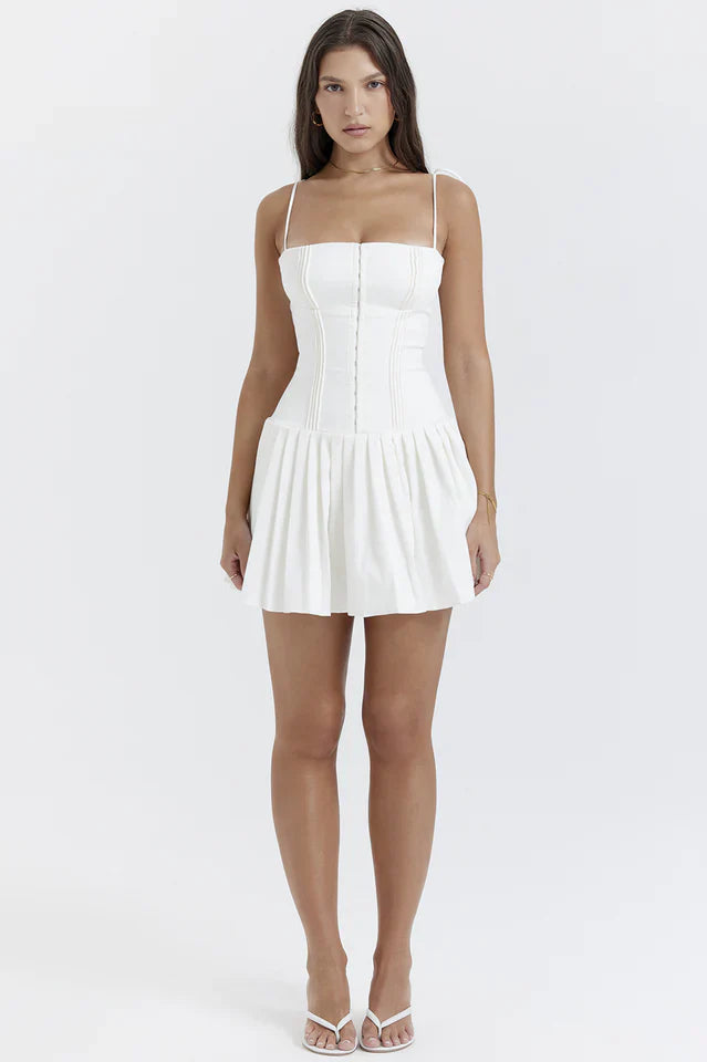 Elvira | Pleated Mini Dress with Corset Bodice